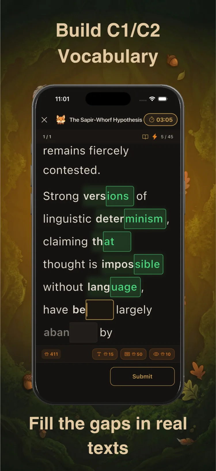 Build vocabulary inside real context