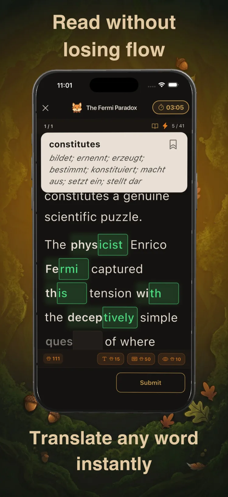 Translate instantly without breaking flow